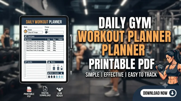 Daily Gym Workout Planner Printable PDF